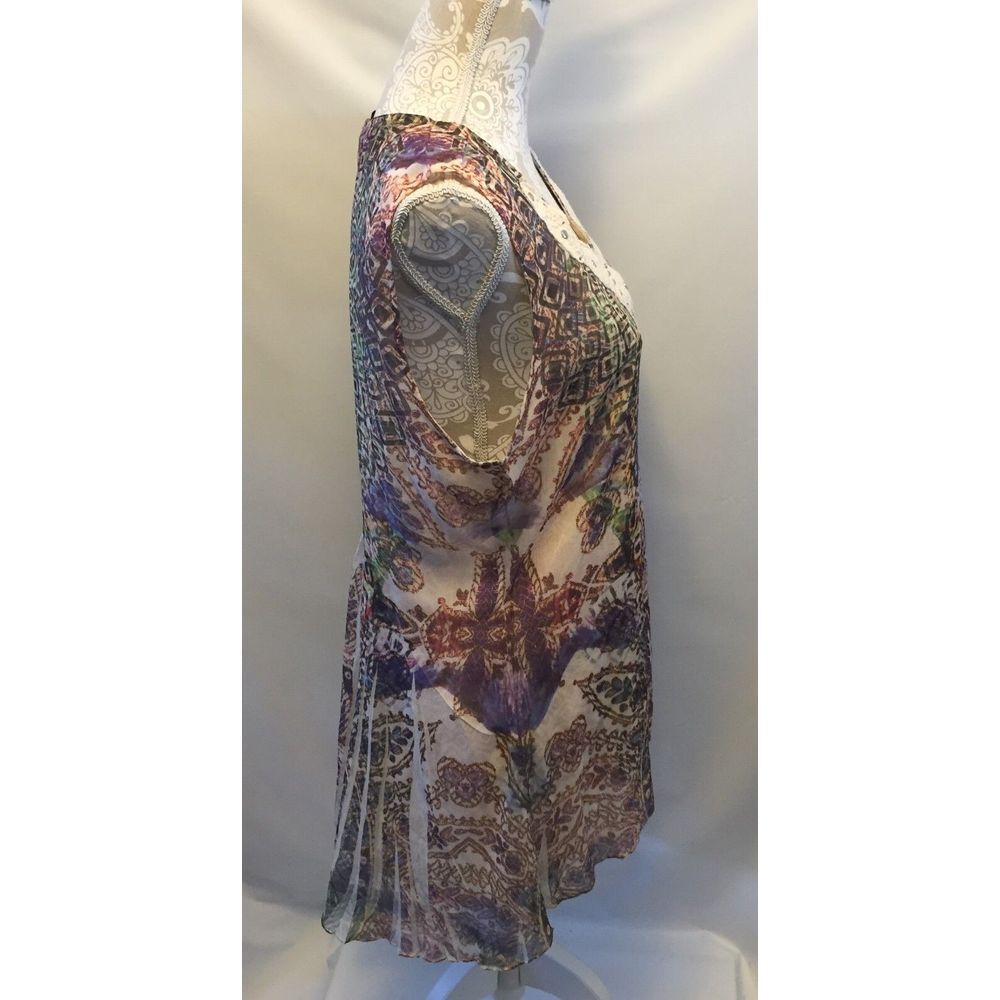 Style & Co. Womens Top Size M Sleeveless Crochet Neck Shark-bite Hem Bohemian - Picture 3 of 7